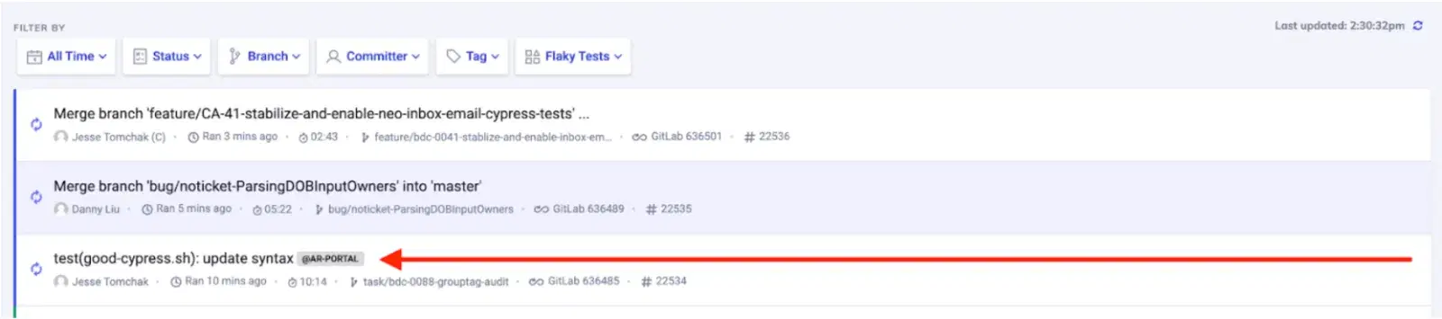 Cypress git-commits