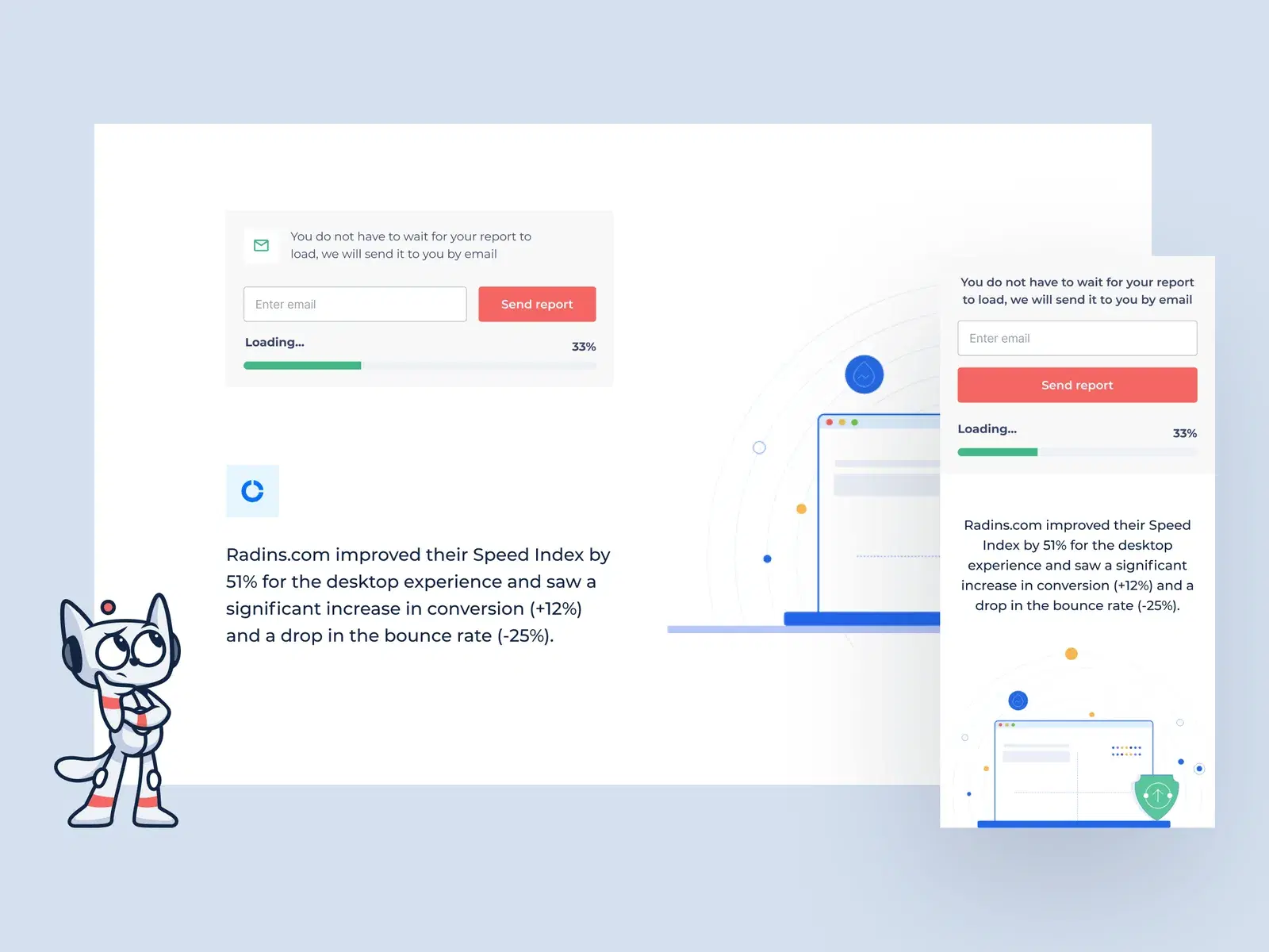 Report loading page with option to receive report in email