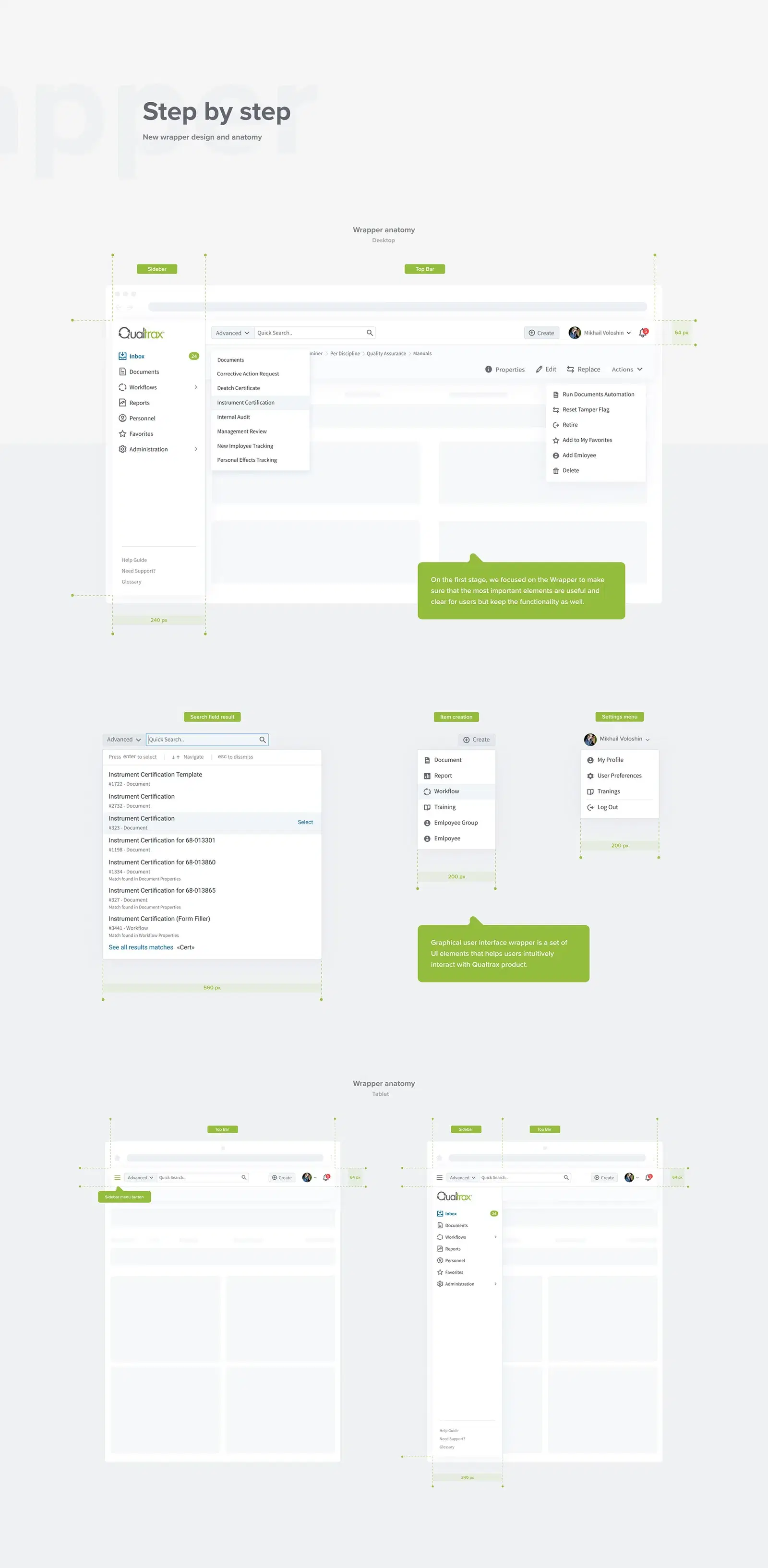 Step-by-step guide for the new wrapper design and anatomy of a web app interface